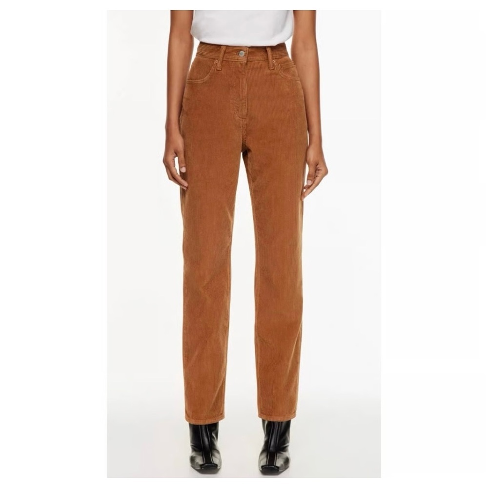 Denim Forum Joni High Rise Relaxed Fit Teddy Brown Cute Ribbed Corduroy Trousers
